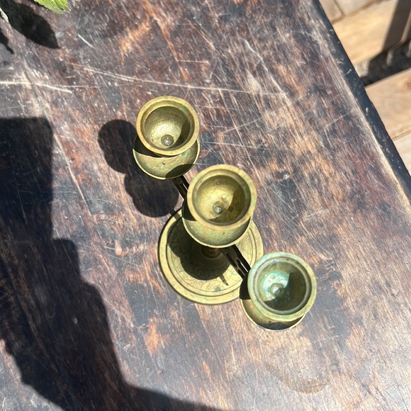 COPY - Brass Candelabra with etched Chinese dragons on both sides vintage MCM &… - Picture 5 of 7